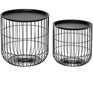 HOMCOM Ensemble de 2 tables d'appoint en design scandinave, avec range... pas cher