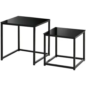 HOMCOM Ensemble de 2 tables d'appoint, design moderne, empilable, tabl... pas cher