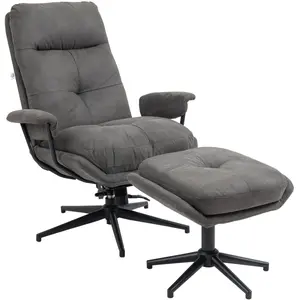 HOMCOM Fauteuil relaxant avec ottomane, fauteuil avec repose-pieds, do...