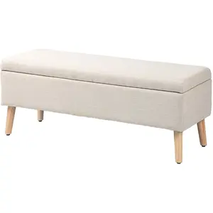 HOMCOM Banc coffre rangement rembourré aspect lin pour chambre à couch...Vendu paraosom