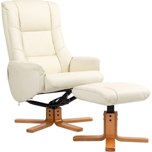 HOMCOM Fauteuil inclinable avec repose-pieds, revêtement en similicuir... pas cher