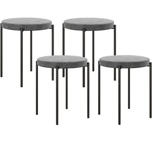 HOMCOM Ensemble de 4 tabourets de cuisine, empilables, style velours, ... pas cher
