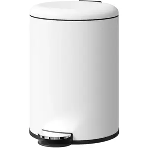HOMCOM Poubelle 20L, avec pédale, seau intérieur, résistant aux empreintes digitales, fermeture silencieuse, Blanc cassé pas cher