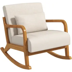 HOMCOM Fauteuil à Bascule au Design Rétro, Bois de Caoutchouc, 64,5 cm... pas cher