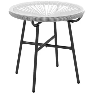Outsunny Table basse ronde de jardin en résine aspect rotin métal et plateau verre trempé Ø 50 x 50 cm gris pas cher