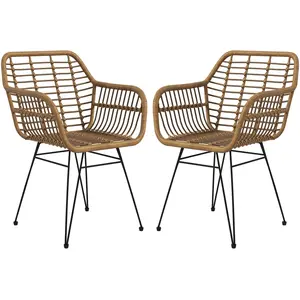 HOMCOM Ensemble de 2 chaises de style bohème, chaises de cuisine, roti... pas cher
