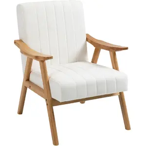 HOMCOM Fauteuil rembourré au Design Scandinave, Velours, Cadre en Bois... pas cher