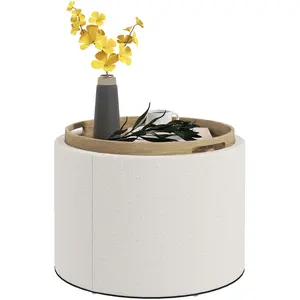 HOMCOM Pouf Rembourré en Lin avec Espace de Rangement, Couvercle Réver...Vendu paraosom