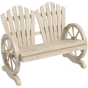 Outsunny Banc de jardin, Design roue de chariot, pour 2 personnes, Boi... pas cher