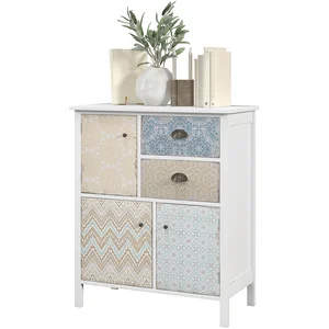 HOMCOM Sideboard, Commode Shabby Chic, 2 Tiroirs, 3 Compartiments, Boi... pas cher