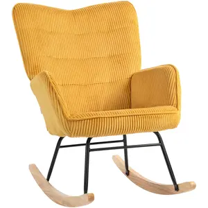 HOMCOM Fauteuil à bascule Vintage, balançoires courbées, rembourrage é... pas cher