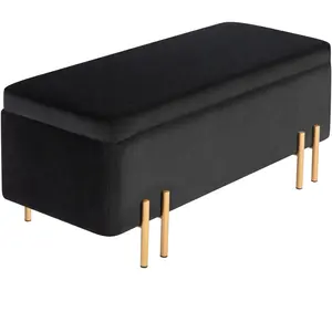 HOMCOM Banquette, Banquette rembourrée avec rangement, Métal, Bois de ...