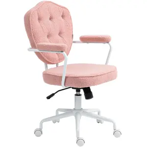 HOMCOM Chaise de Bureau Élégante avec Revêtement Boutonné et Doux, Réglable en Hauteur, Rosa pas cher
