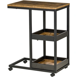 HOMCOM Table d'Appoint avec Roulettes pour Canapé ou Lit, Style Indust... pas cher