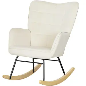 HOMCOM Chaise à Bascule, rembourrage épais, large dossier, hêtre/cadre... pas cher