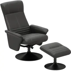 HOMCOM Fauteuil rembourré, fauteuil d'appoint avec repose-pieds, rotat... pas cher