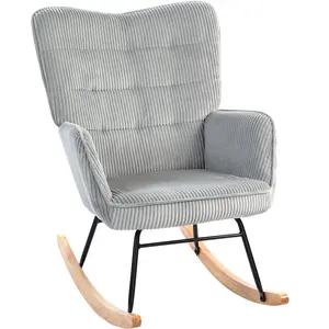 HOMCOM Fauteuil à bascule vintage, patins courbés, rembourrage épais, ... pas cher