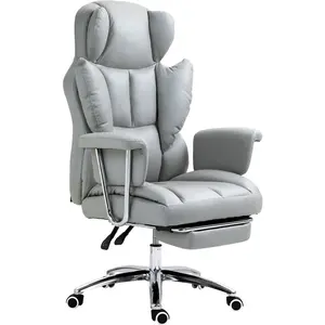 HOMCOM Chaise de bureau ergonomique, rembourrée, avec repose-pieds, do... pas cher