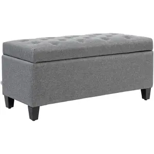 HOMCOM Banc de rangement en polyester souple, bois de caoutchouc, 100 ...Vendu paraosom