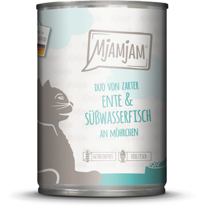MjAMjAM duo 6 x 400 g - canard & poisson d'eau douce pas cher