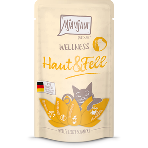 Comparateur de prix : MjAMjAM Wellness 12 x 125 g pour chat - peau et pelage poulet