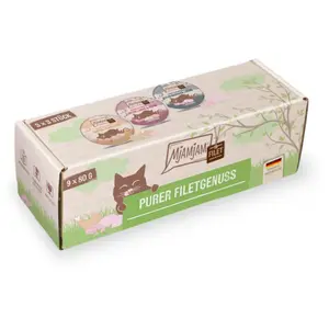 Comparateur de prix : MjAMjAM - Premium Nourriture Humide pour Chats - Le Pur Plaisir du Filet Mixpaket, 9er Pack (9 x 80g), sans céréales avec Extra Viande