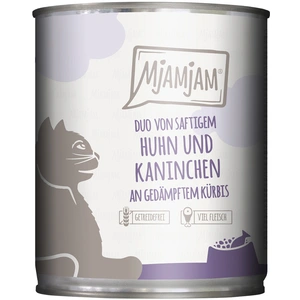 Comparateur de prix : 6x 800g MjAMjAM Duo poulet juteux & lapin à la courge cuite à la vapeur nourriture pour chat humide
