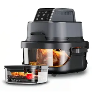 GTPLAYER Airfryer, Friteuse à air chaud multifonctionnelle 4 litres avec avec fenêtre Easy-View, cuve en verre, Hi-Fry, arrêt automatique, numérique pas cher