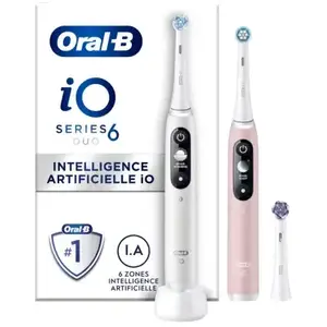Oral-b io 6 - duo - blanche et rose - brosses à dents électriques connectées