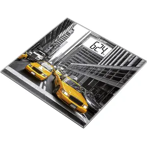 Comparateur de prix : BEURER GS 203 Pèse-personne en verre - motif New York - 150 kg - Garantie 5 ans