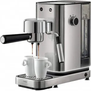Machine à espresso semi-automatique blanche avec mousseur à lait, 36,8 x 12, 2 x 30,3 cm | Hikari