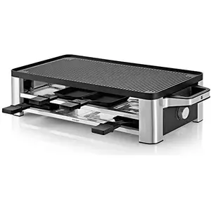 LITTLE BALANCE 8615 Raschietto Per Raclette Meuuuh! 1/2 Persone - 320W Con 2 Padelle Antiaderenti E Spatole In Legno, Design Simpatico