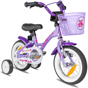 PROMETHEUS BICYCLES® Vélo enfant 12 pouces, stabilisateurs violet/blan... pas cher