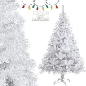 ALIGHTUP Sapin de Noël Artificiel en PVC, 150cm avec 350 Branches & Support en Fer,Blanc