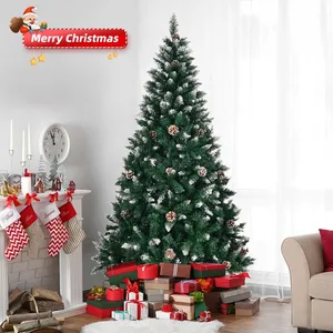 ALIGHTUP Sapin de Noël Artificiel avec Neige et Pommes de pin, 150cm 420 Branche en PVC & Support en Fer pas cher