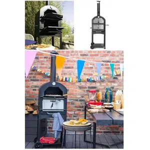 Comparateur de prix : Livoo Four à Pizza double grille métal peint avec thermomètre intégré pierre à pizza réfractaire pour bois ou charbon