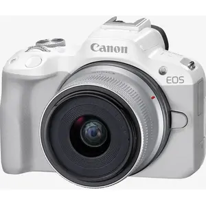 Comparateur de prix : Canon EOS R50 24,2MP WiFi Blanc + Objectif RF-S 18-45mm F4.5-6.3 IS STM