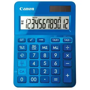 Comparateur de prix : Calculatrice de bureau CANON LS-123K - 12 chiffres - Panneau solaire, pile - Bleu métallique