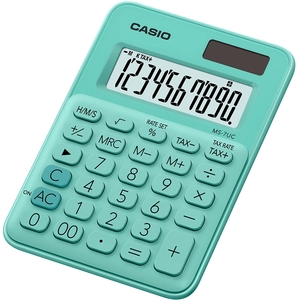 Comparateur de prix : Calculatrice de bureau - Casio - MS-7UC-GN - Grand écran - Affichage 10 chiffres - Vert