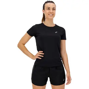 Tee shirt manches courtes Asics Core ss top blk run l Noir Taille : M pas cher
