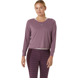 Asics Nagino Run Long Sleeve Top Femme Mauve pas cher