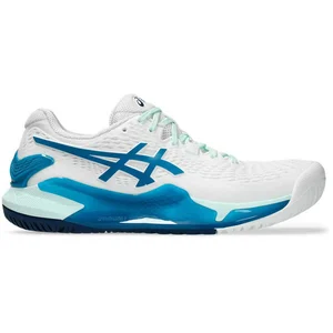 Asics Femme Gel-Resolution 9 Sneaker, White Teal Blue, 36 EU pas cher