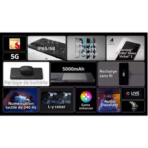 Sony Xperia 1 V XQDQ54C0B.EUK smartphone 16,5 cm (6.5") Double SIM Android 13 5G USB Type-C 12 Go 256 Go 5000 mAh Noir pas cher