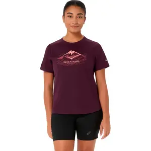 T-shirt manches courtes ASICS Fujitrail Logo bordeaux femme - XL pas cher