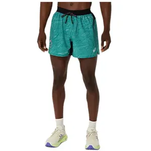 Short ASICS Fujitrail All Over Print 5In vert bleu sarcelle - S pas cher