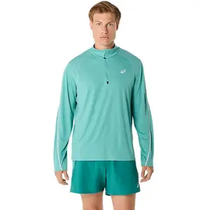Sweat Asics Road Lite-Show 1/2 Zip Bleu Clair, Taille M pas cher