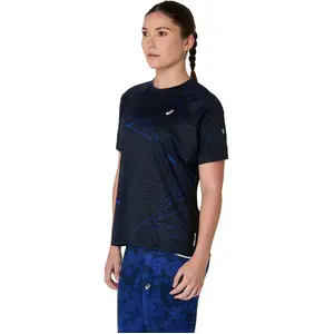 ASICS Road Lite-Show Maillot De Course Femmes - Noir , Bleu Foncé, Tai... pas cher