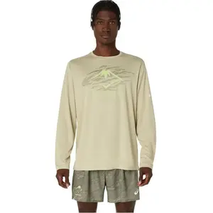 ASICS Fujitrail Logo Longsleeve Maillot De Course Hommes - Vert, Taill... pas cher
