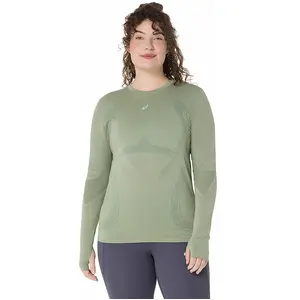 T-shirt ASICS Road Seamless manches longues vert argile femme - S pas cher