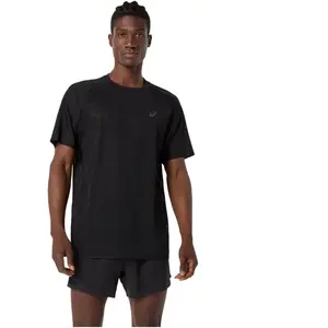 T-shirt manches courtes ASICS Metarun orange noir - XL pas cher